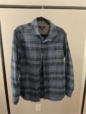 Tahari Blue and Black Plaid Button-Up Shirt